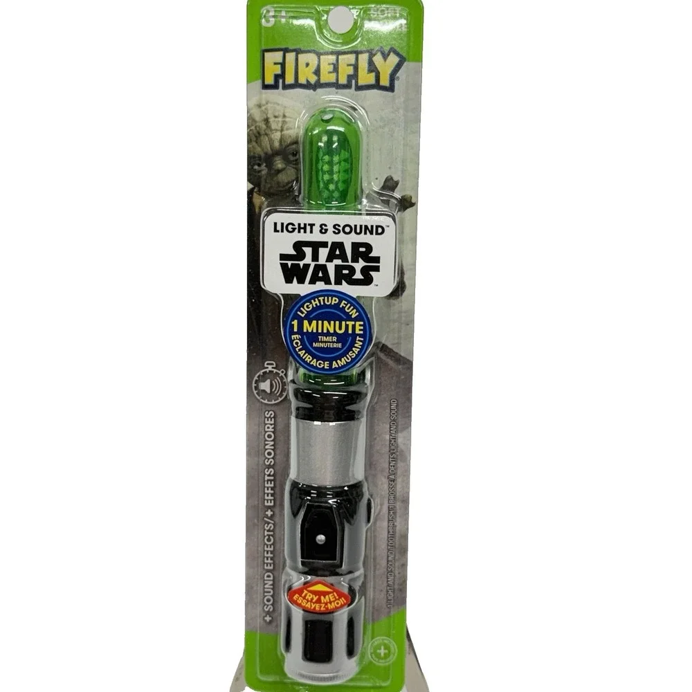 Firefly Kids Soft Toothbrush, Star Wars Lightsaber, Green Yoda Light & Sounds